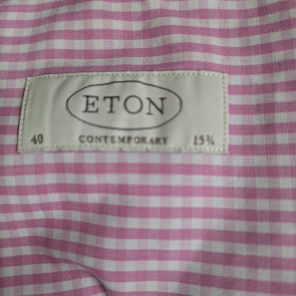 Eton Contemporary Fit Mens Blue/white Gingham. Button Down Size 40 15 3/4 - Picture 2 of 7